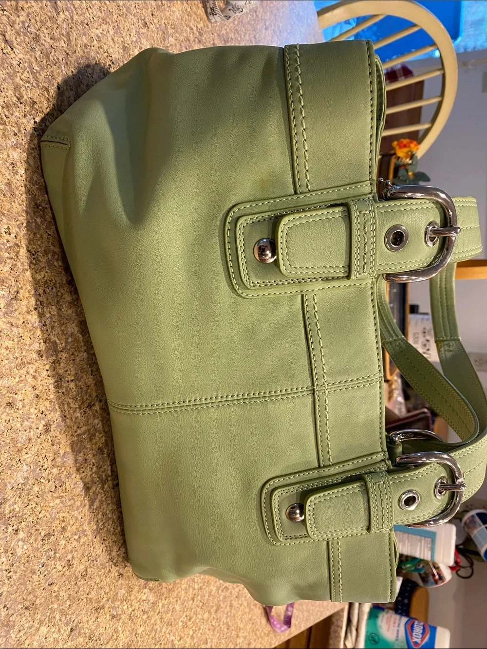 Coach Shoulder Leather Bag Purse Green F13732 Silver Colored Hardware - Picture 11 of 17